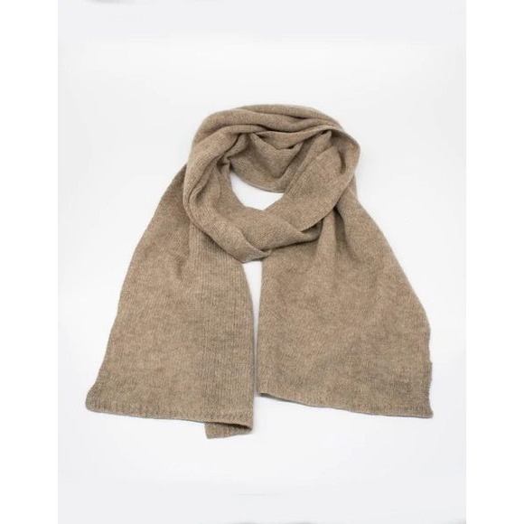 Portolano Scarf Cashmere Plain Jersey Women's Brown with Gray Trim - Picture 1 of 5